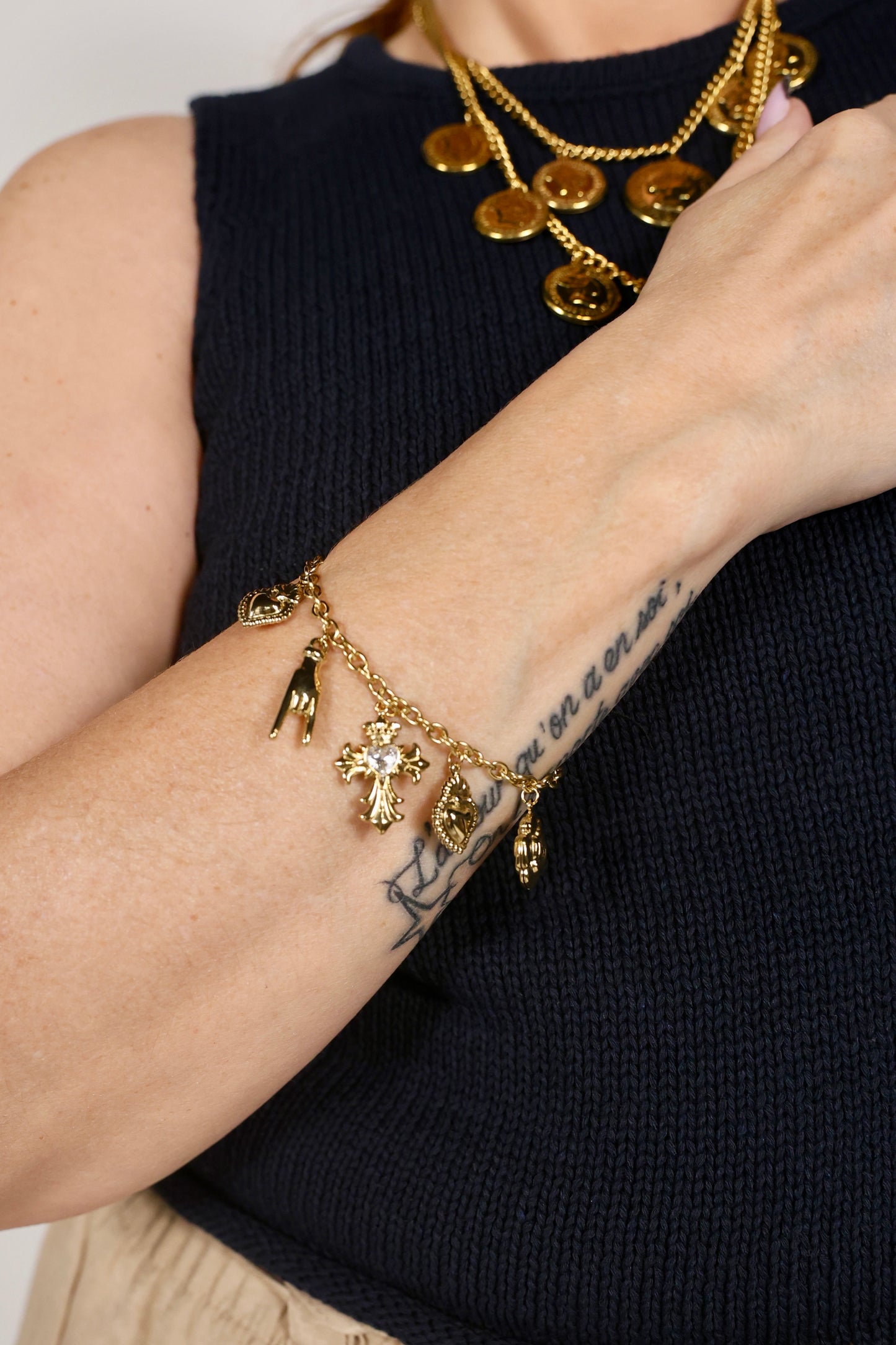 Bracelet Lucky charms Doré en acier inoxydable