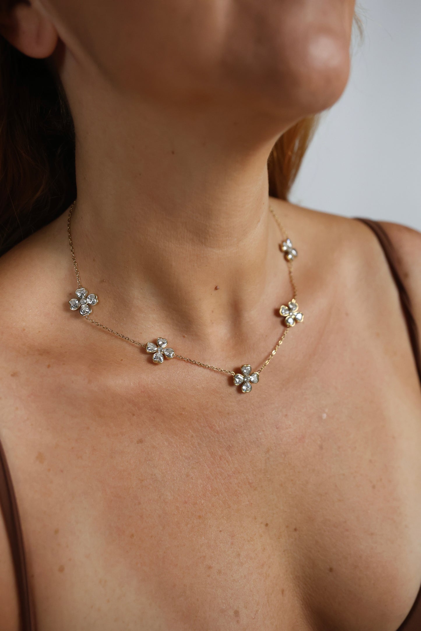 Collier Fleur Cristal Doré