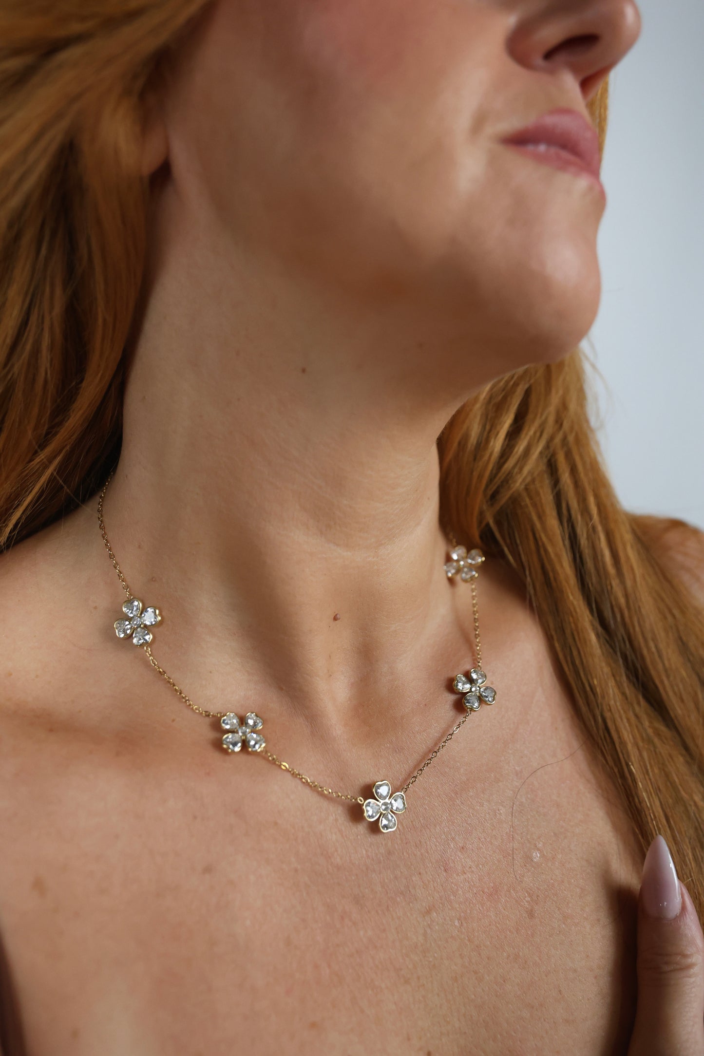 Collier Fleur Cristal Doré