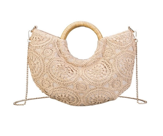 Sac à Main Bohème Chic Dentelle Écrue