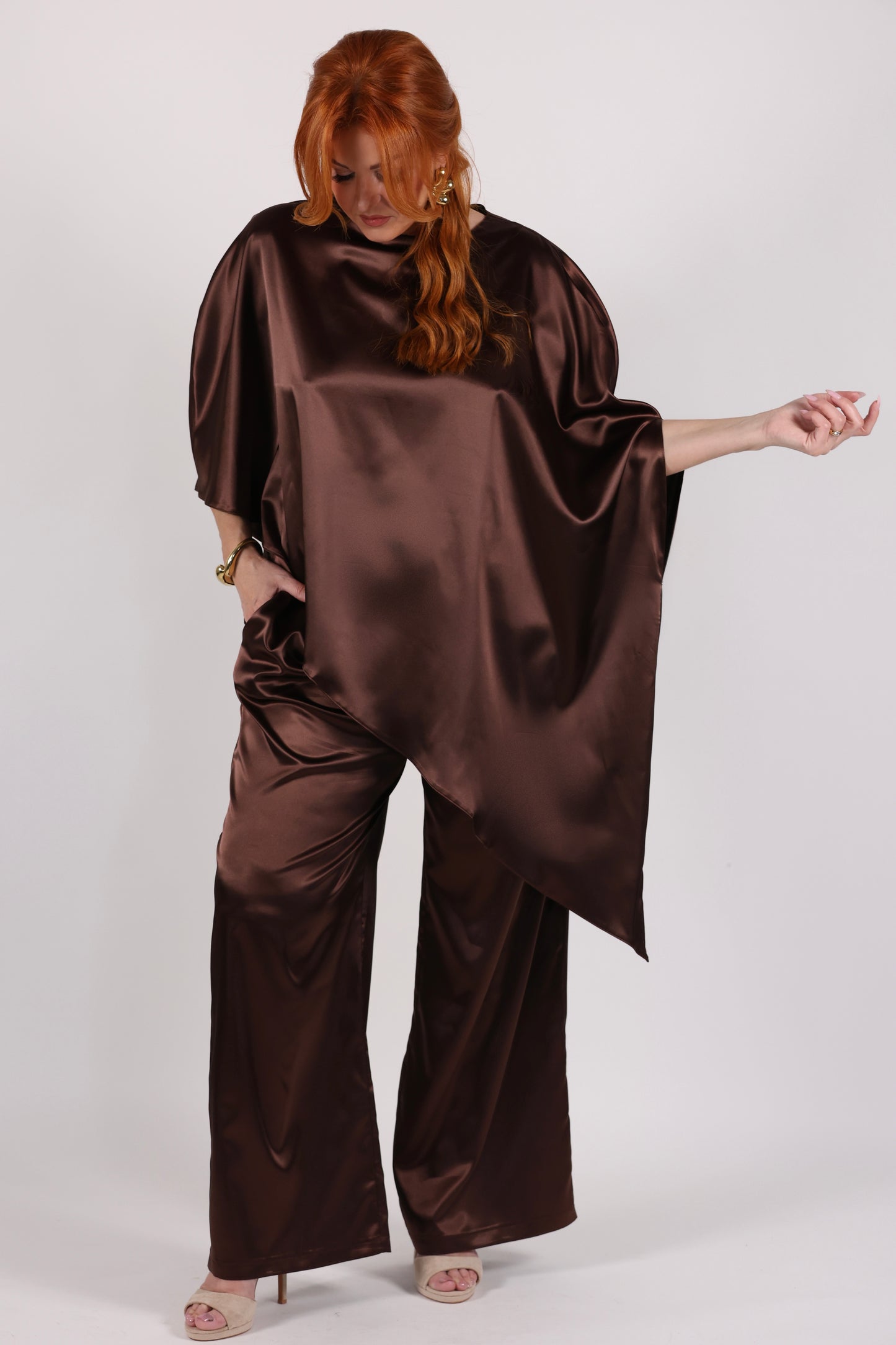 Pantalon ﬂuide satiné Lisa